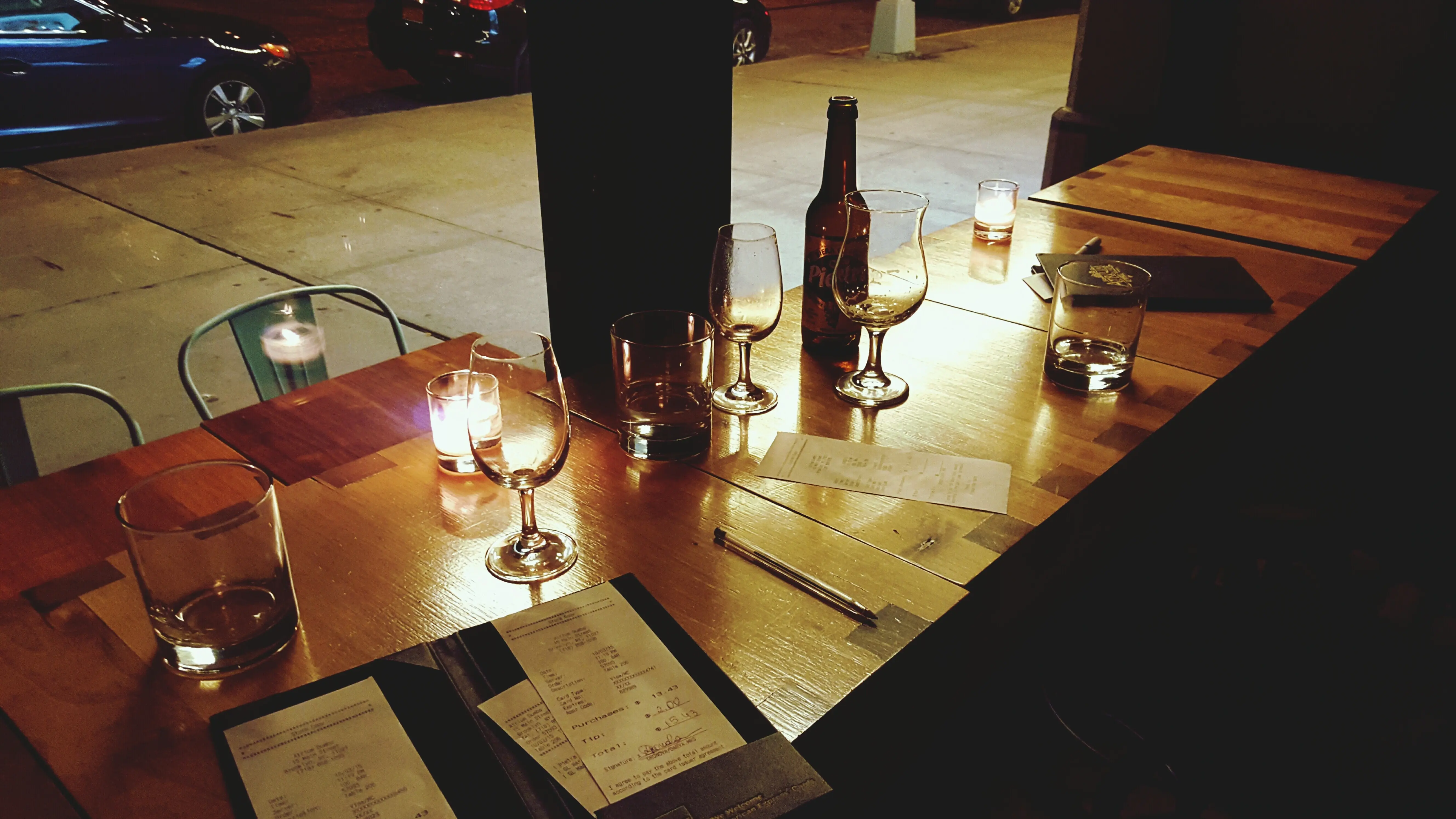 View of lights shining at night